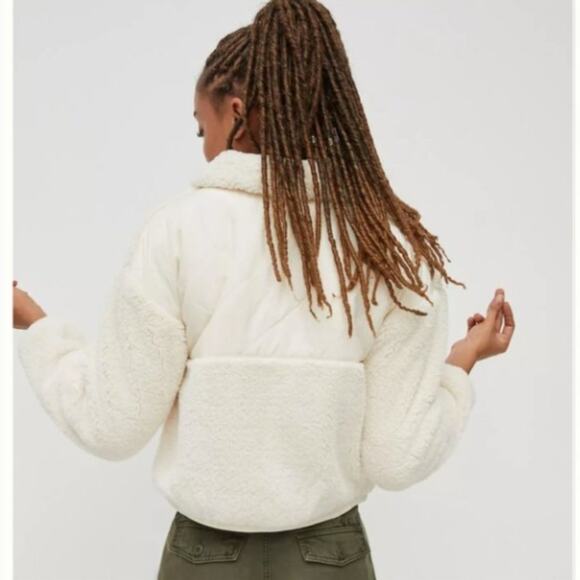 NWT Anthropologie Skye Sherpa Fleece Teddy Jacket Creme Ivory Large - Picture 2 of 10